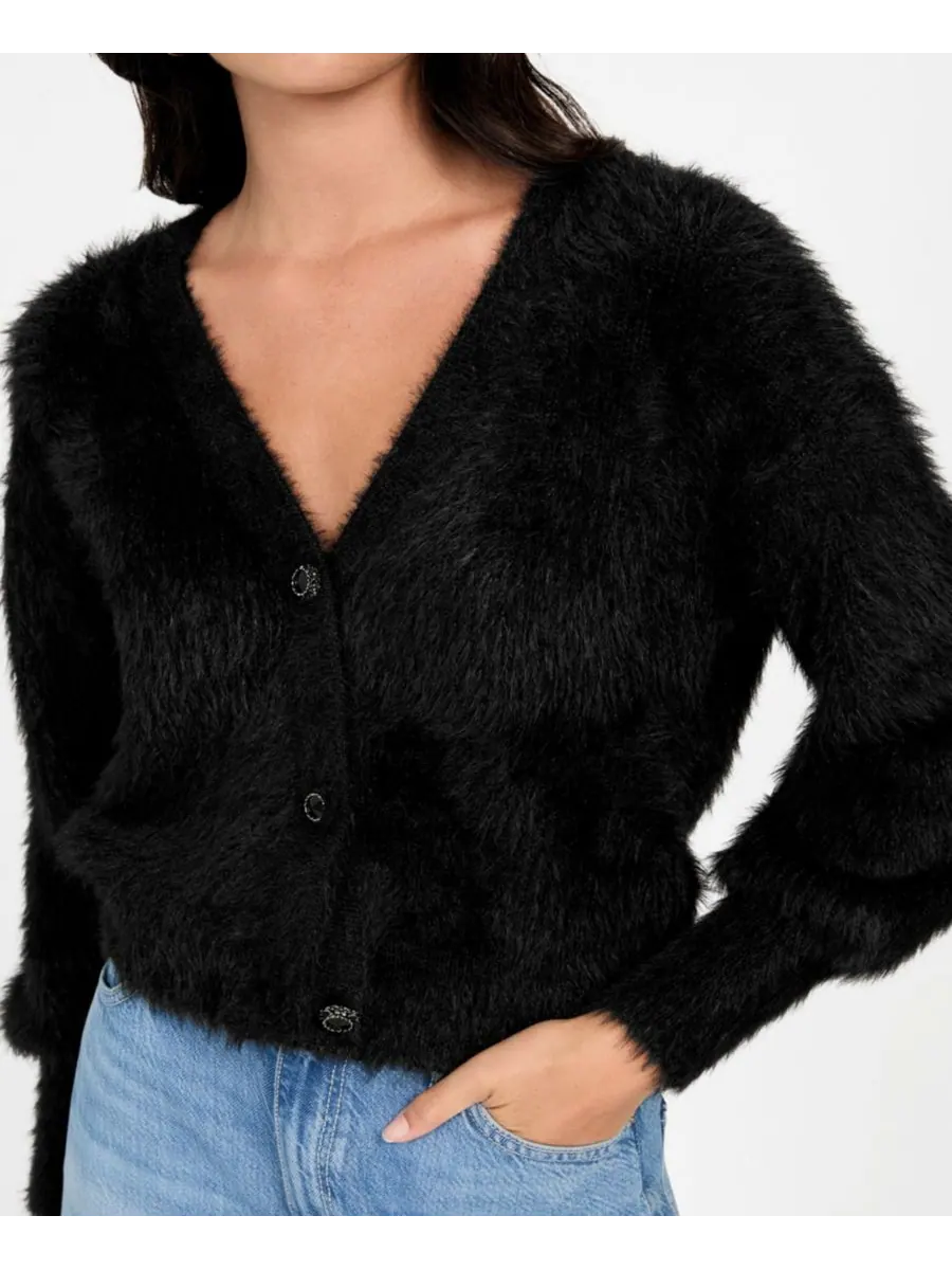 Женский кардиган Keyla с пуговицами, украшенными стразами GUESS — изображение 3 из 7, черный