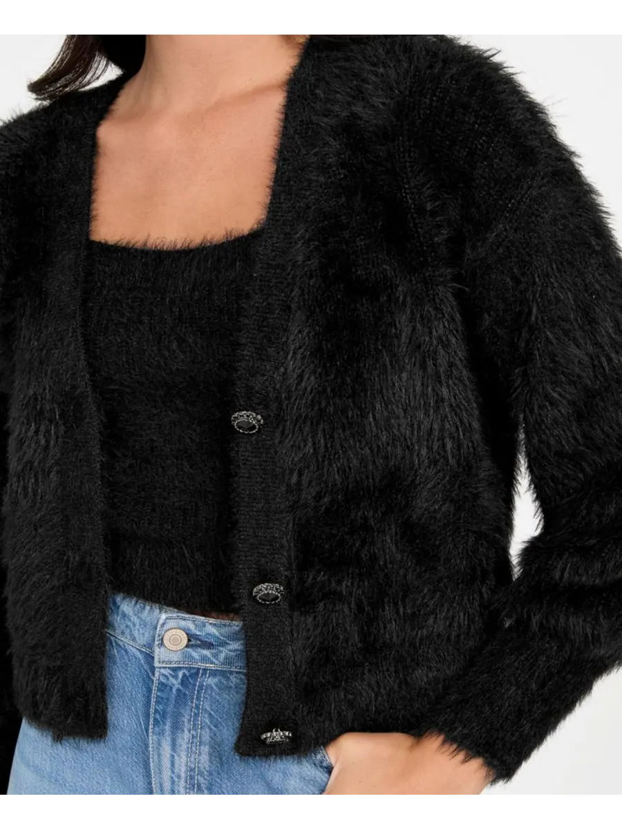 Женский кардиган Keyla с пуговицами, украшенными стразами GUESS — изображение 4 из 7, черный