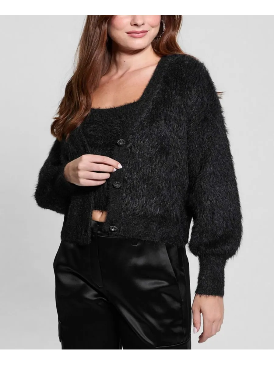 Женский кардиган Keyla с пуговицами, украшенными стразами GUESS — изображение 7 из 7, черный