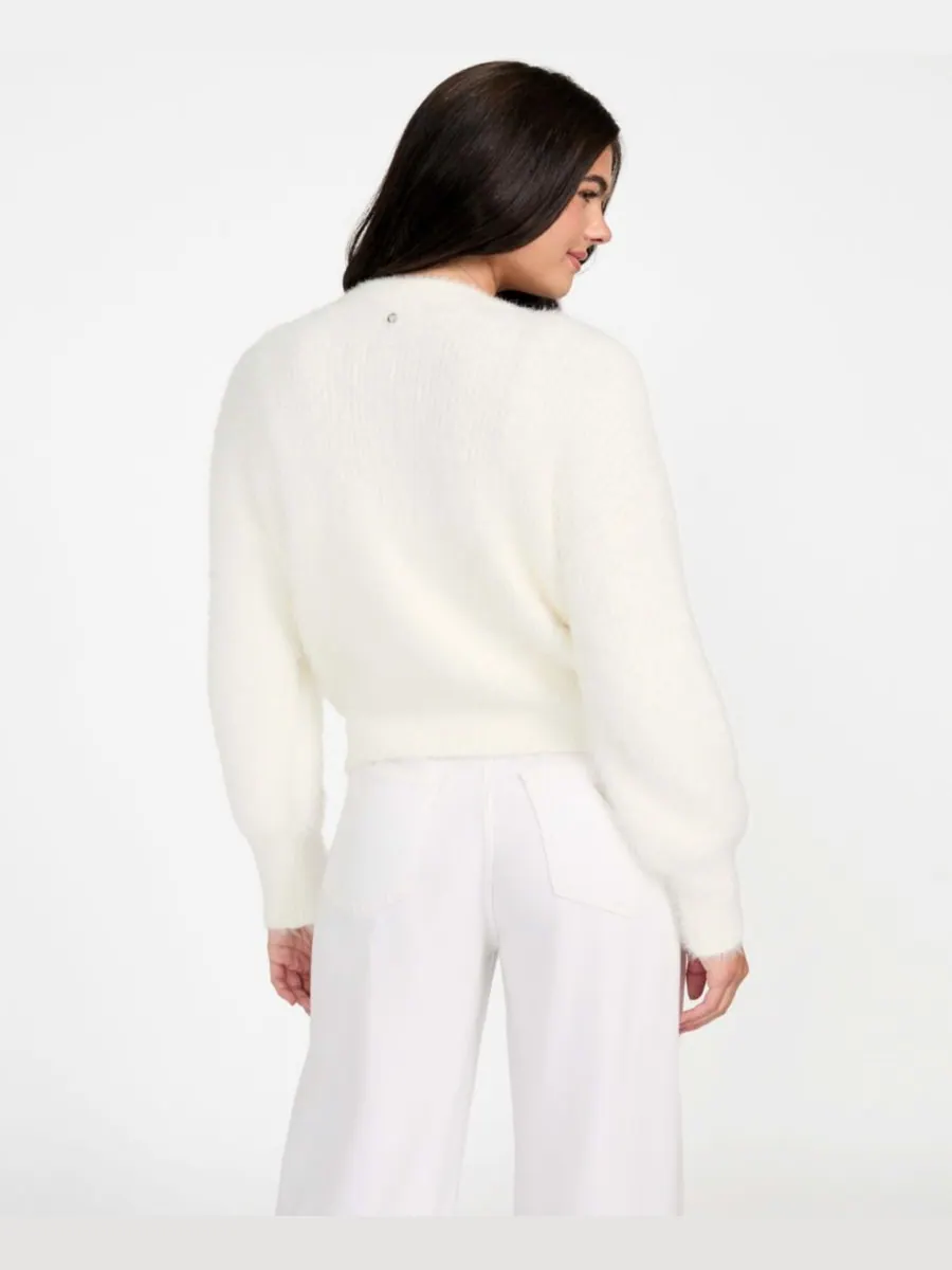 Женский кардиган Keyla с пуговицами, украшенными стразами GUESS — изображение 5 из 8, кремовый белый