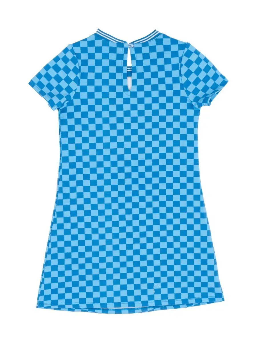 Платье-трапеция из хлопка с принтом, модель Checkered Applique Rare Editions — изображение 5 из 7, синий