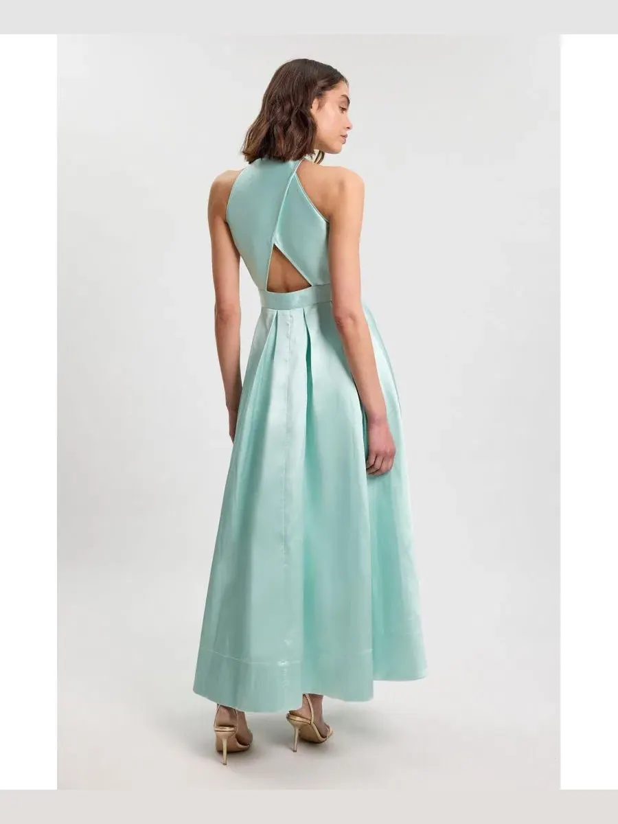 Платье макси с воротником и вырезом на спине Forever Twill Karen Millen — изображение 3 из 4, мята