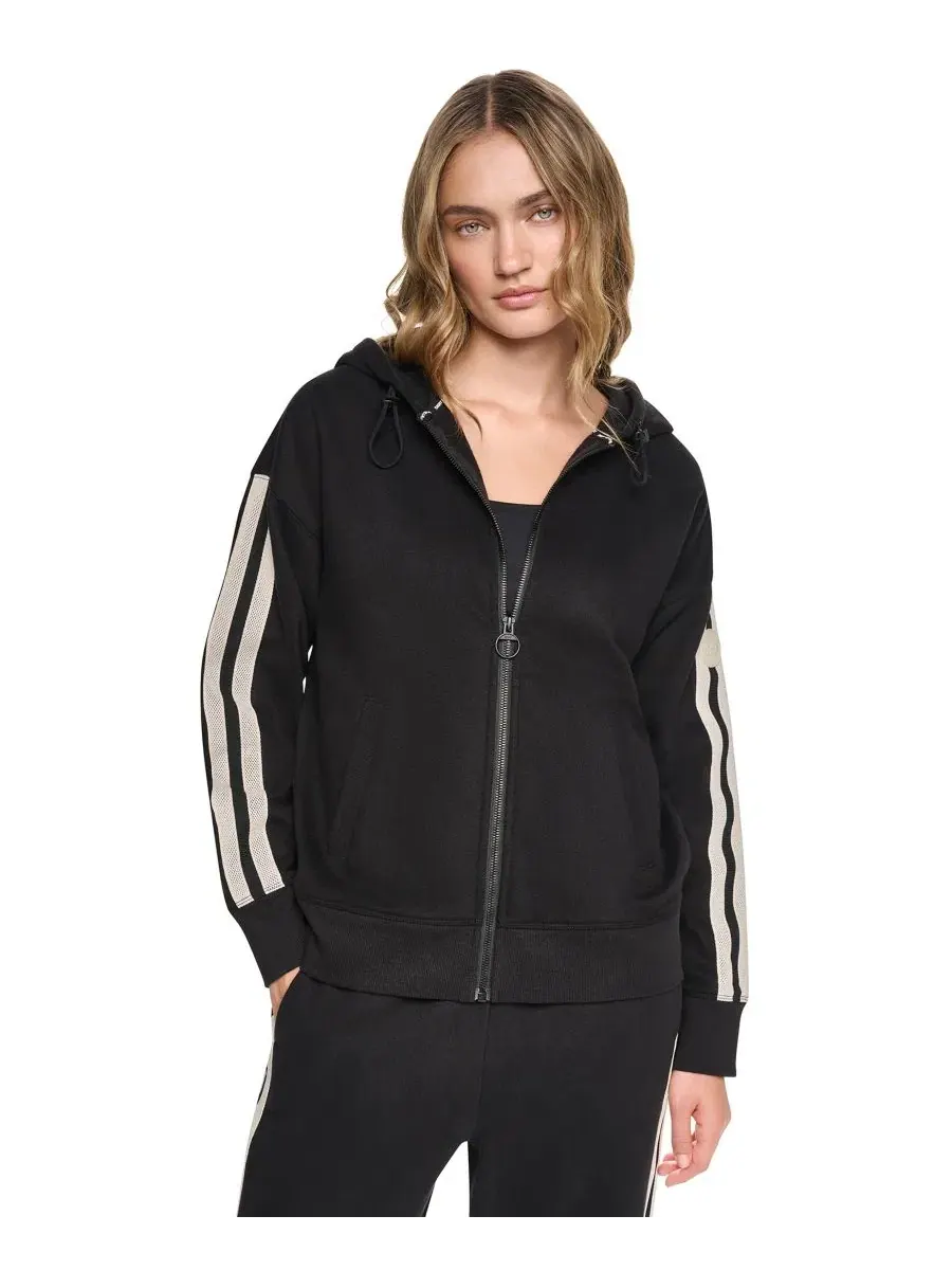 Худи с полноценной застежкой-молнией, с текстурированной лентой DKNY Sport — изображение 1 из 4, черный
