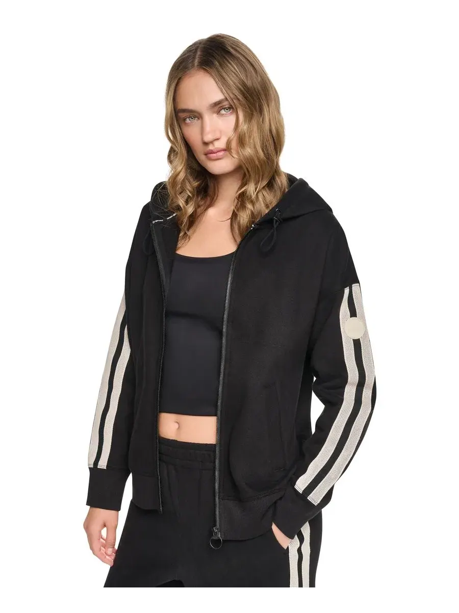 Худи с полноценной застежкой-молнией, с текстурированной лентой DKNY Sport — изображение 3 из 4, черный
