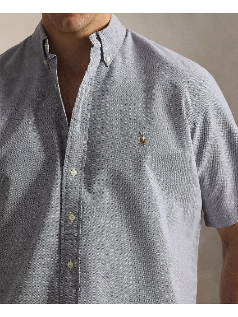 Мужская рубашка-оксфорд большого размера с клетчатым принтом Polo Ralph Lauren — изображение 3 из 9, темно-синий
