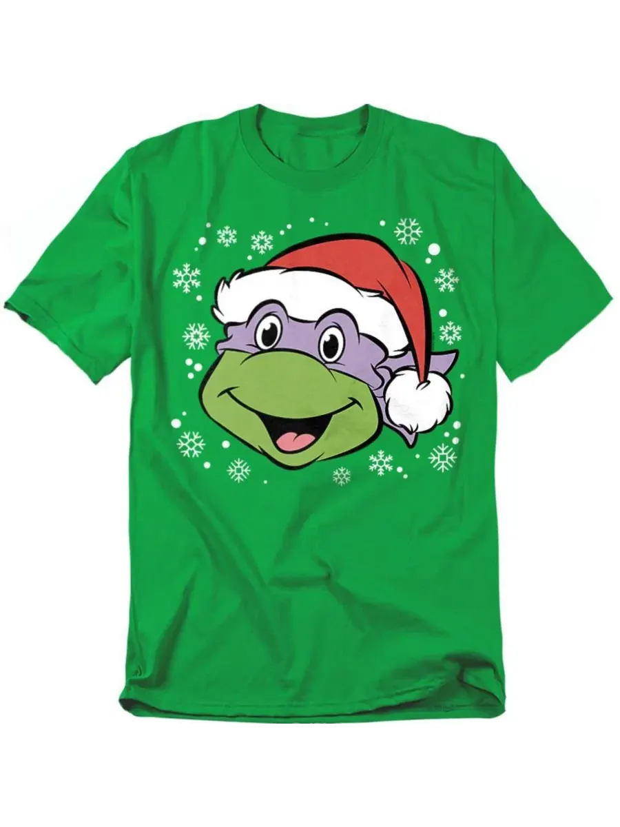 Футболка с принтом Donatello Christmas Hat Teenage Mutant Ninja Turtles — изображение 1 из 3, зеленый