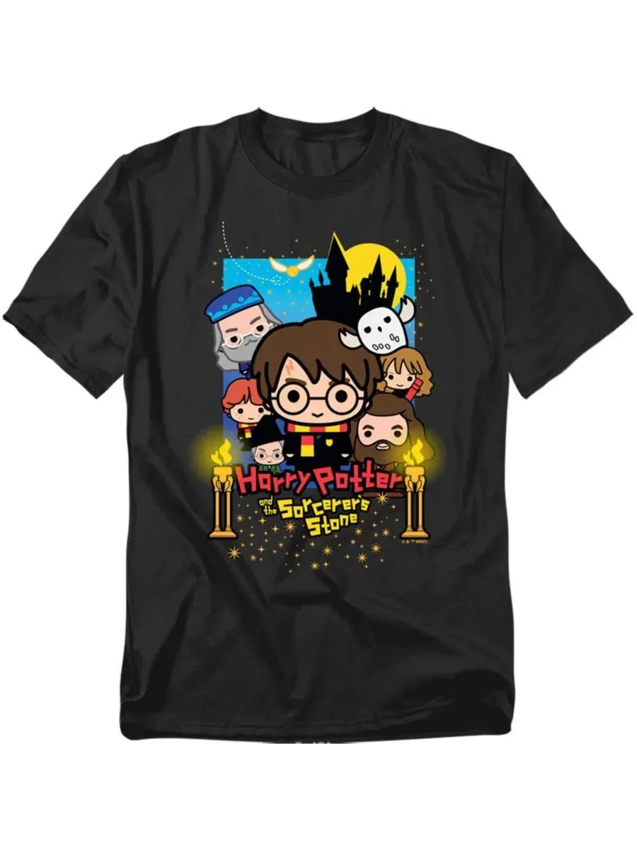 Футболка с принтом Chibi The Sorcerer's Stone Harry Potter — изображение 1 из 3, черный