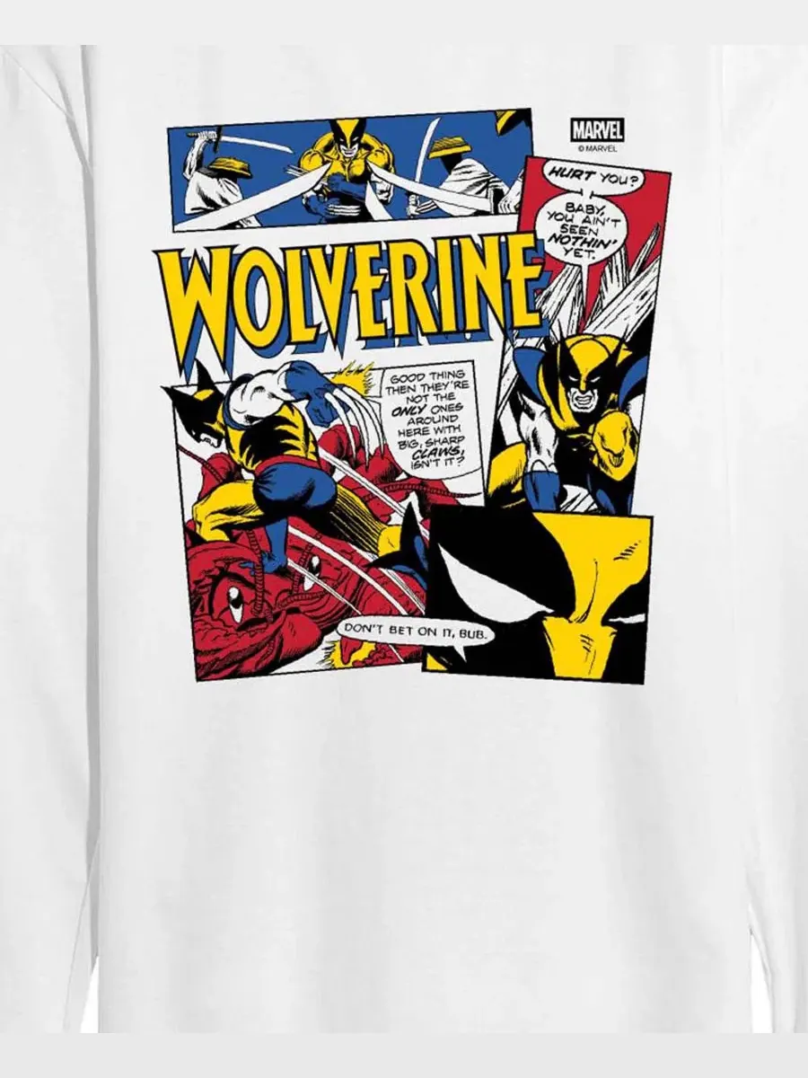 Футболка с длинным рукавом с принтом Wolverine Comic Panels Collage AIRWAVES — изображение 3 из 3, белый