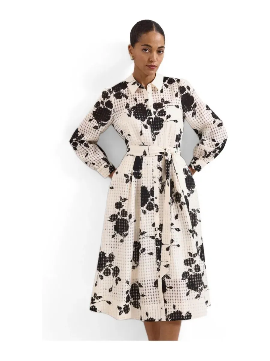 Платье-рубашка с поясом Natalie Floral Phase Eight — изображение 2 из 7, белый