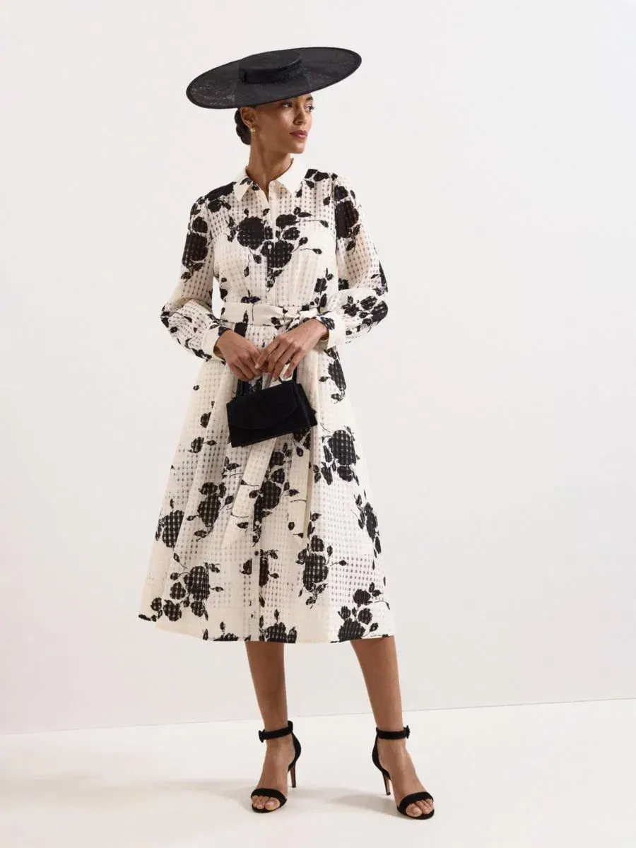 Платье-рубашка с поясом Natalie Floral Phase Eight — изображение 6 из 7, белый