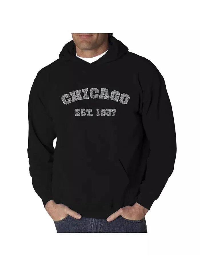 Мужская толстовка с капюшоном Word Art - Chicago 1837 LA Pop Art — изображение 1 из 3, черный