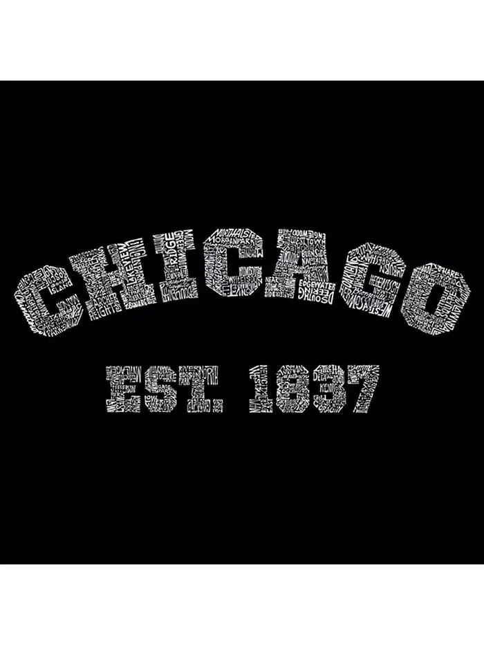 Мужская толстовка с капюшоном Word Art - Chicago 1837 LA Pop Art — изображение 2 из 3, черный