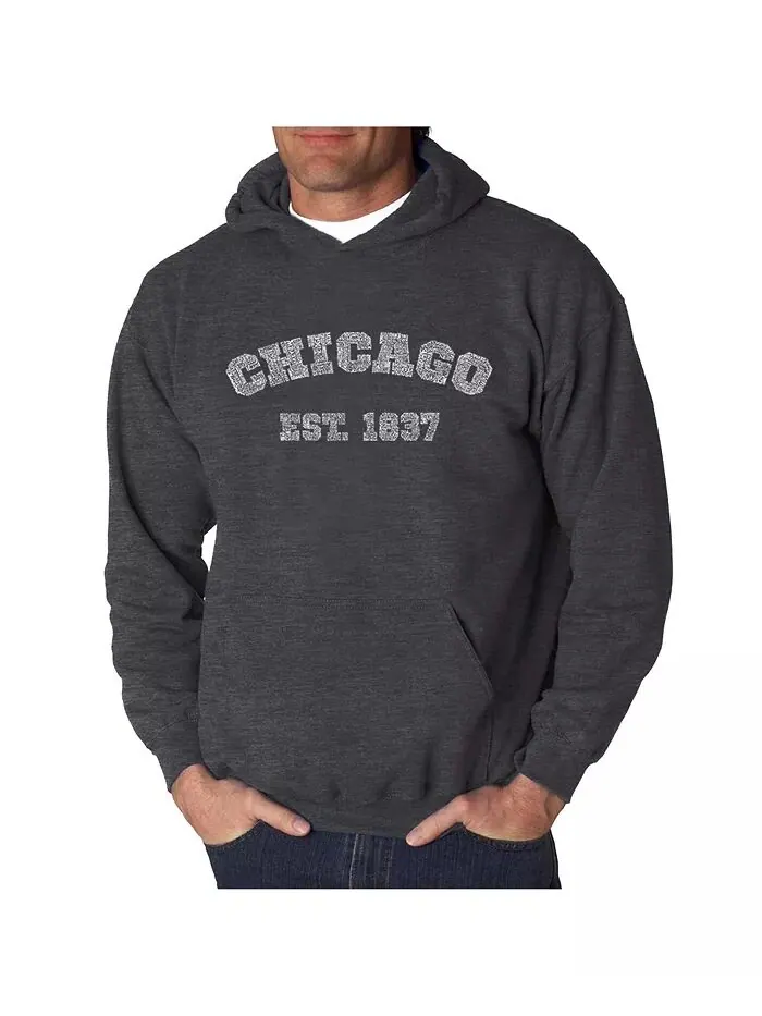 Мужская толстовка с капюшоном Word Art - Chicago 1837 LA Pop Art — изображение 3 из 3, черный
