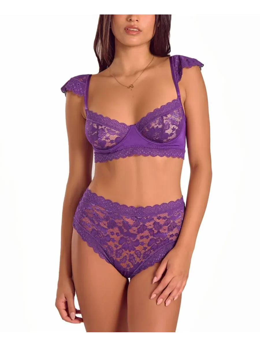 ICollection Женский фиолетовый комплект нижнего белья из эластичного кружева: бюстгальтер-бралетт — изображение 1 из 3