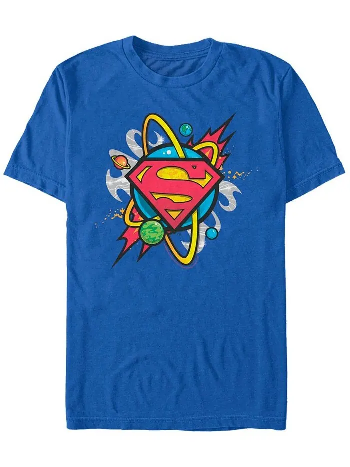 Мужская футболка с коротким рукавом и логотипом DC Superman Galaxy Planet Fifth Sun — изображение 1 из 1, королевский
