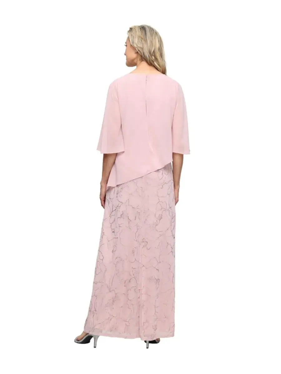 Укороченное бальное платье с V-образным вырезом и блестящей сеткой SL Fashions — изображение 3 из 3, пудровый розовый