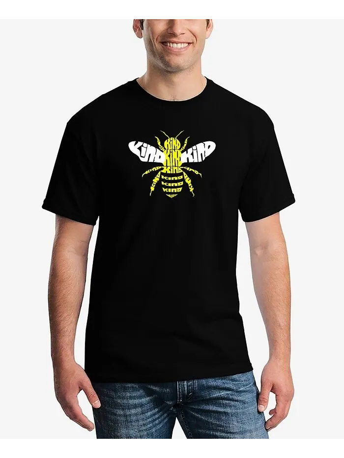 Мужская футболка с коротким рукавом Bee Kind Word Art LA Pop Art — изображение 1 из 3, черный