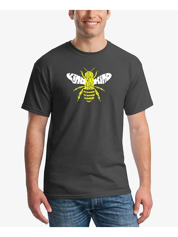 Мужская футболка с коротким рукавом Bee Kind Word Art LA Pop Art — изображение 1 из 3, темный серый