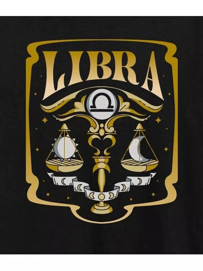 Футболка больших размеров с рисунком Zodiac Libra Hybrid Apparel — изображение 2 из 3, черный