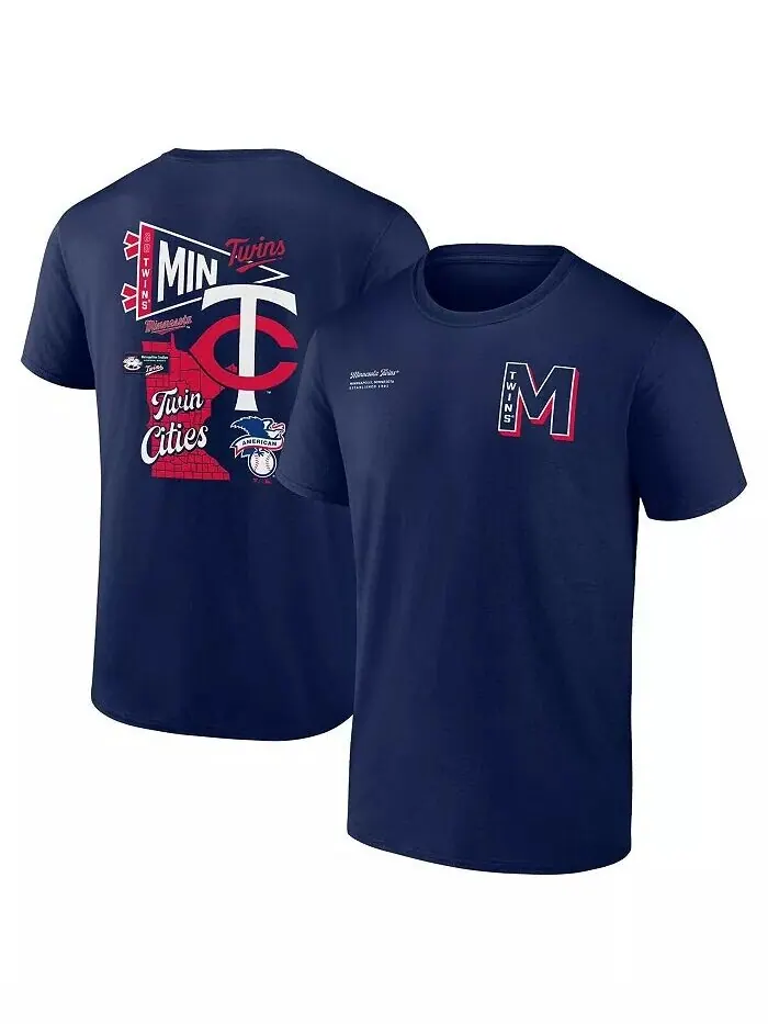 Мужская темно-синяя футболка Minnesota Twins с разделенными зонами Fanatics — изображение 1 из 3, темно-синий