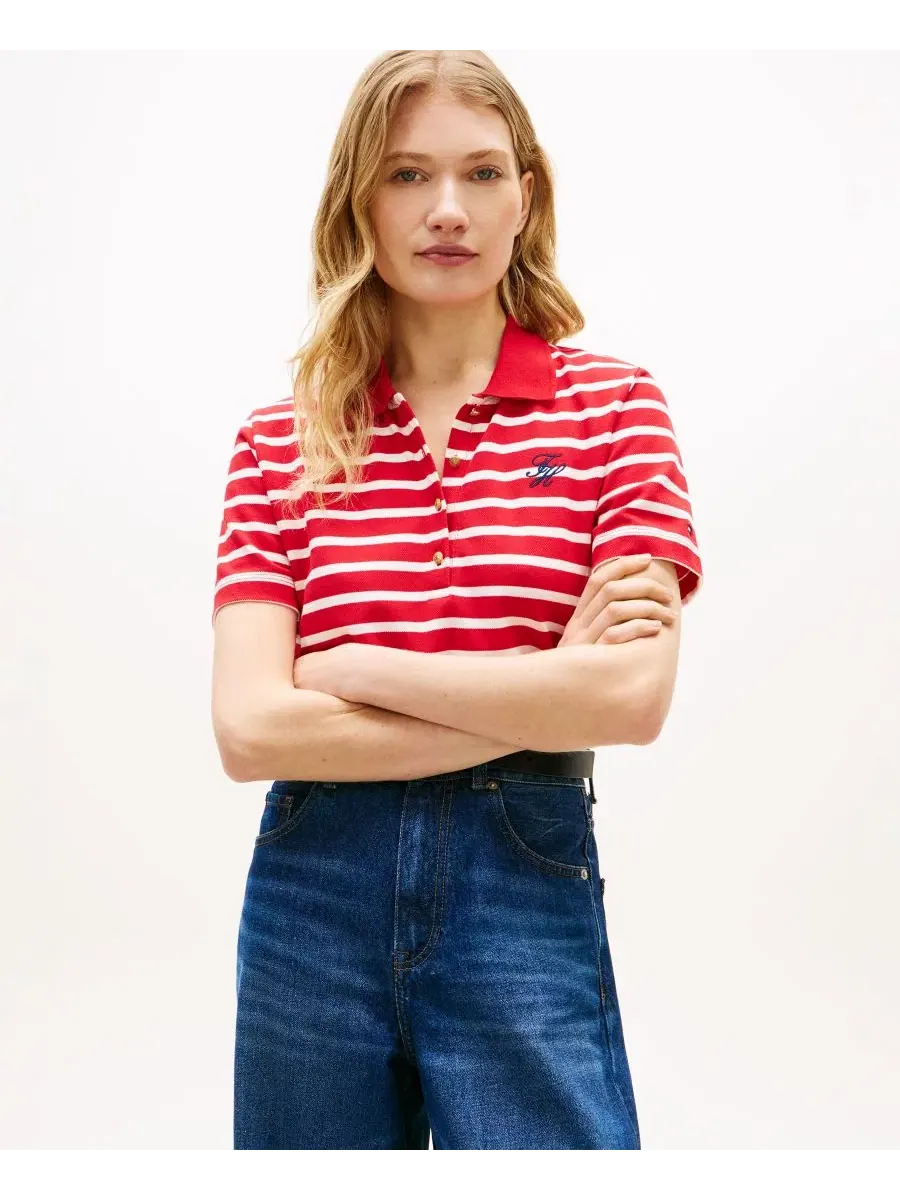 Женская футболка-поло с логотипом Script Tommy Hilfiger — изображение 1 из 4, красный