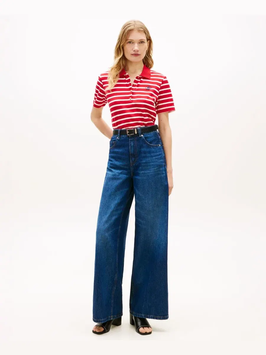 Женская футболка-поло с логотипом Script Tommy Hilfiger — изображение 2 из 4, красный