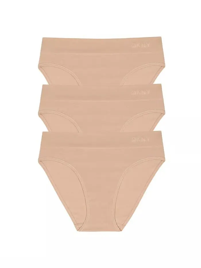 Женские бесшовные трусики-бикини Litewear Hi Cut DKNY — изображение 1 из 2, коричневый/бежевый