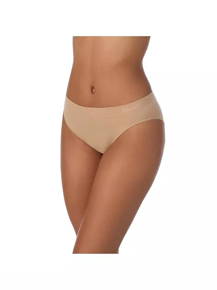 Женские бесшовные трусики-бикини Litewear Hi Cut DKNY — изображение 2 из 2, коричневый/бежевый