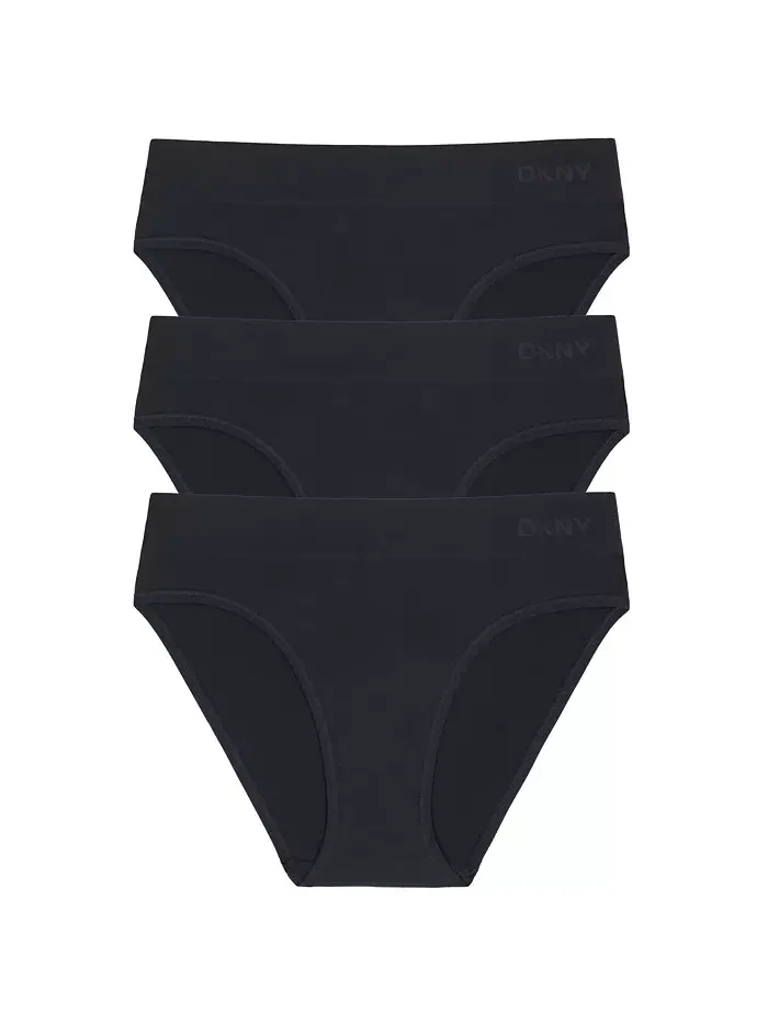 Женские бесшовные трусы-слипы Hi Cut Litewear, 3 шт., DK5020P3 DKNY — изображение 1 из 2, черный