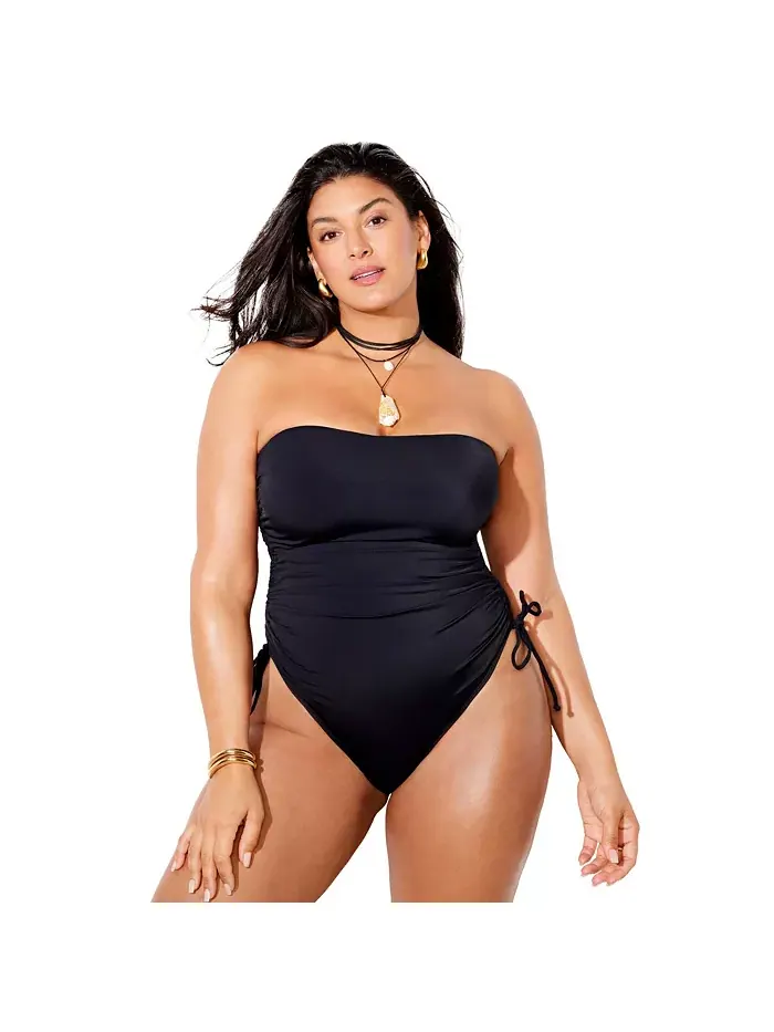Женский базовый бандо с регулировкой, монокини Swimsuits for All — изображение 1 из 2, черный