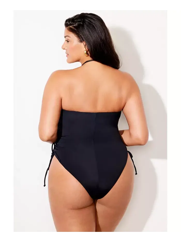Женский базовый бандо с регулировкой, монокини Swimsuits for All — изображение 2 из 2, черный
