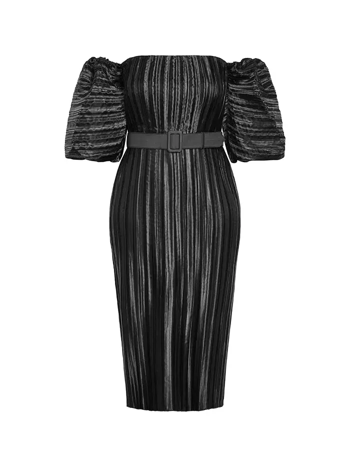 Платье с плиссировкой Krista Plus Size CITY CHIC — изображение 2 из 3, черный