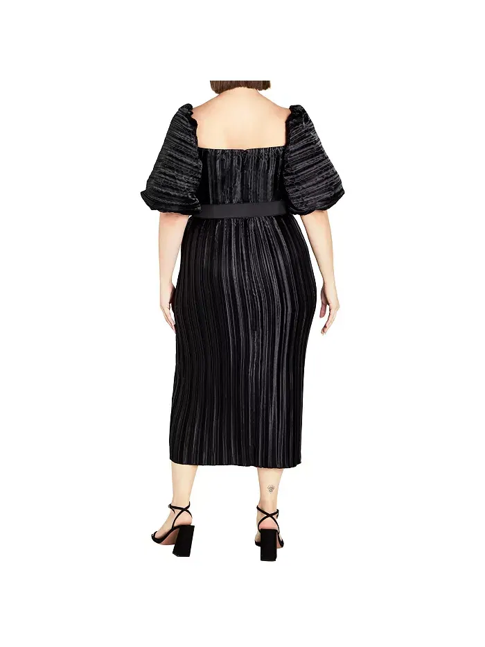 Платье с плиссировкой Krista Plus Size CITY CHIC — изображение 3 из 3, черный