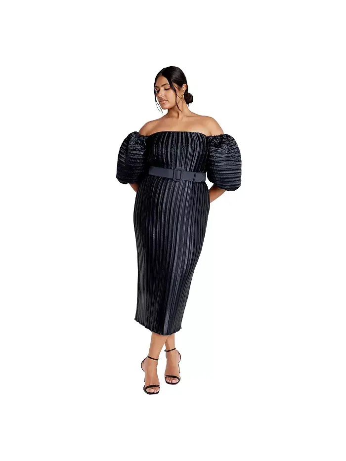 Платье с плиссировкой Krista Plus Size CITY CHIC — изображение 1 из 4, синий