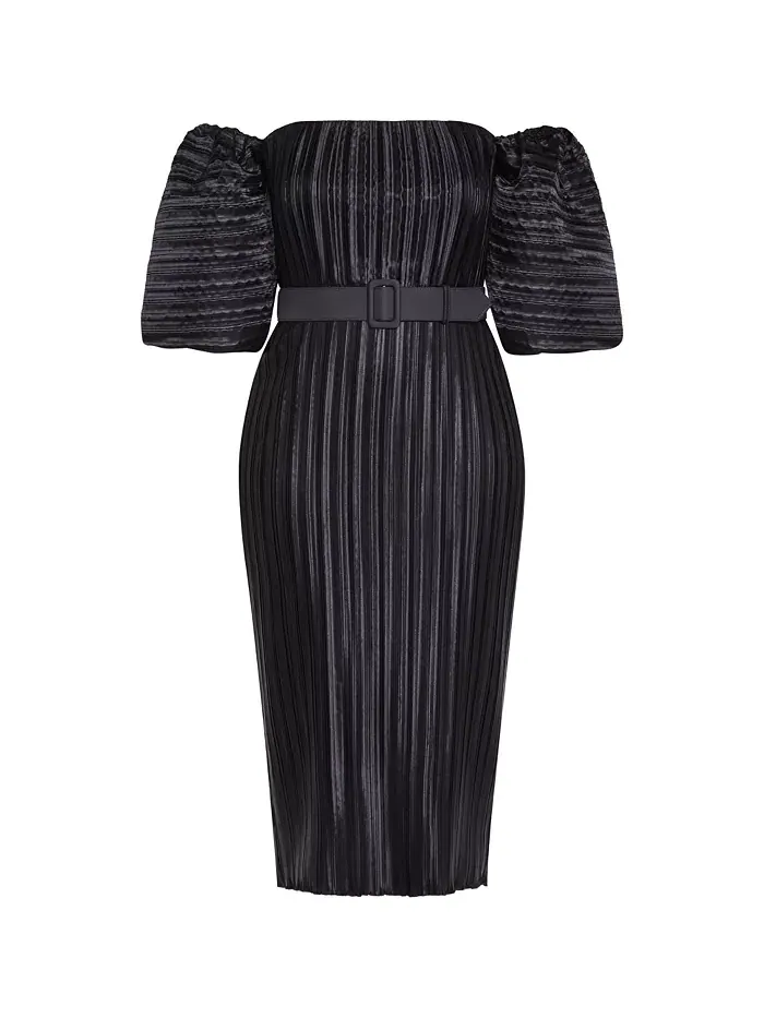 Платье с плиссировкой Krista Plus Size CITY CHIC — изображение 2 из 4, синий