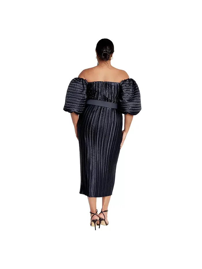 Платье с плиссировкой Krista Plus Size CITY CHIC — изображение 3 из 4, синий