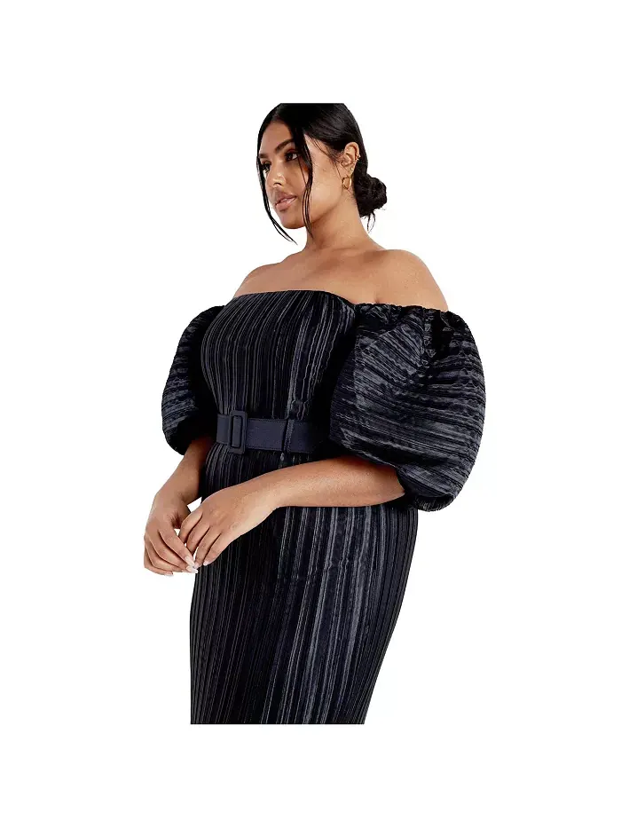 Платье с плиссировкой Krista Plus Size CITY CHIC — изображение 4 из 4, синий