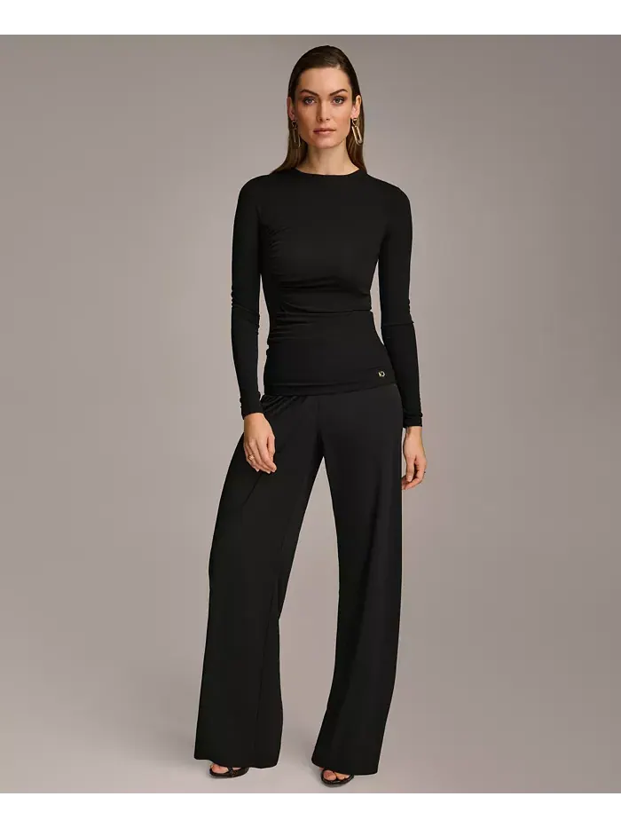 Женские брюки-клеш из джерси Donna Karan New York — изображение 5 из 5, черный