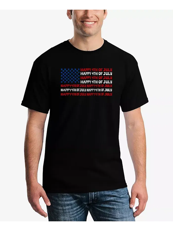 Мужская футболка Happy 4th of July Word Art LA Pop Art — изображение 1 из 3, черный