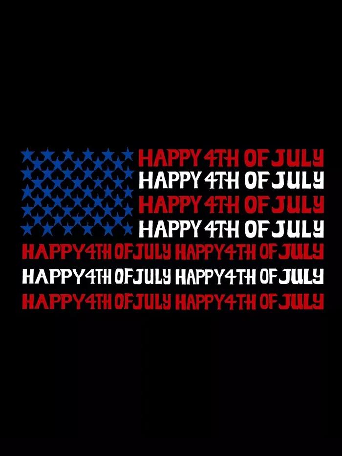 Мужская футболка Happy 4th of July Word Art LA Pop Art — изображение 3 из 3, черный