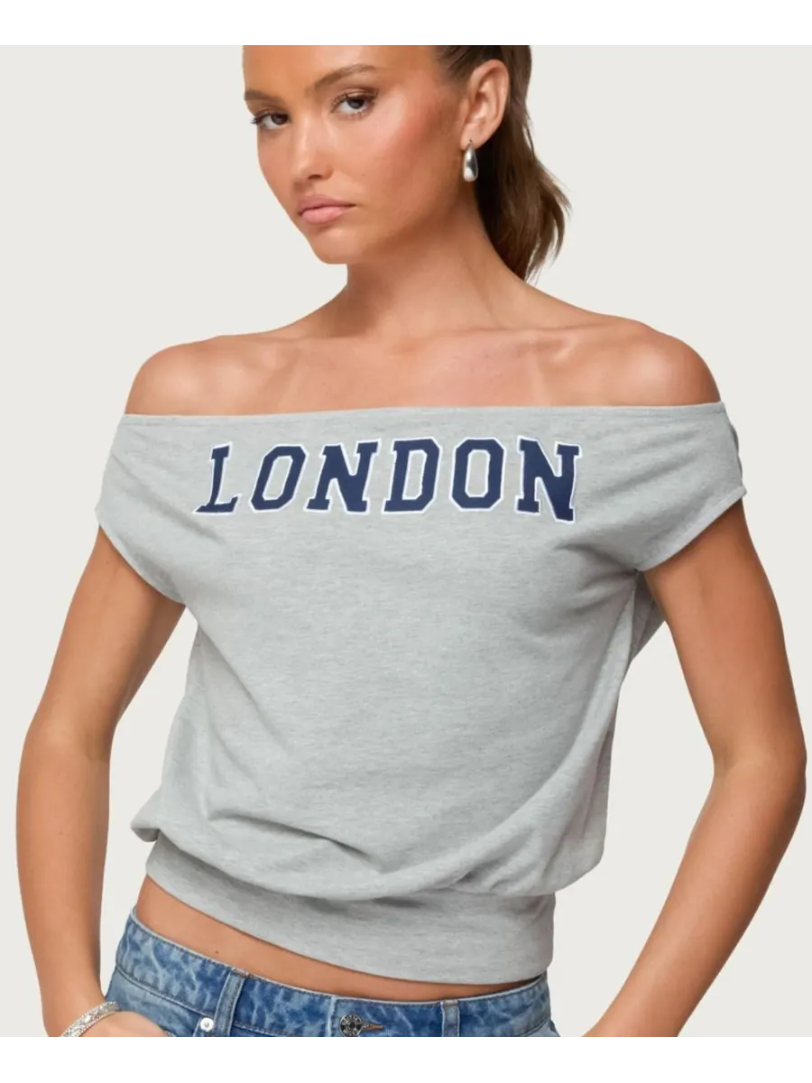 Женская блузка So London с открытыми плечами Edikted — изображение 1 из 5, серый