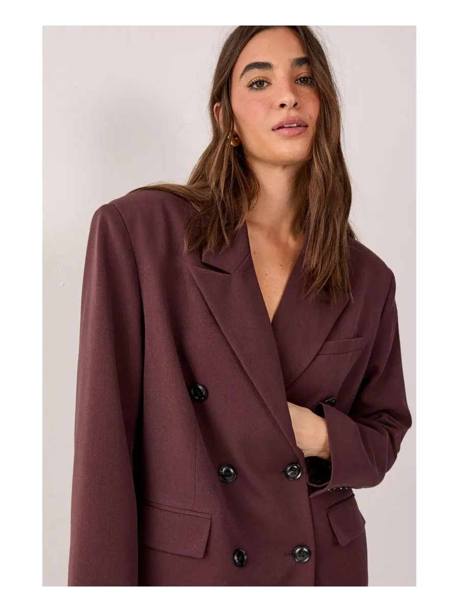 Женский двубортный пиджак оверсайз Nasty Gal — изображение 4 из 4, шоколад