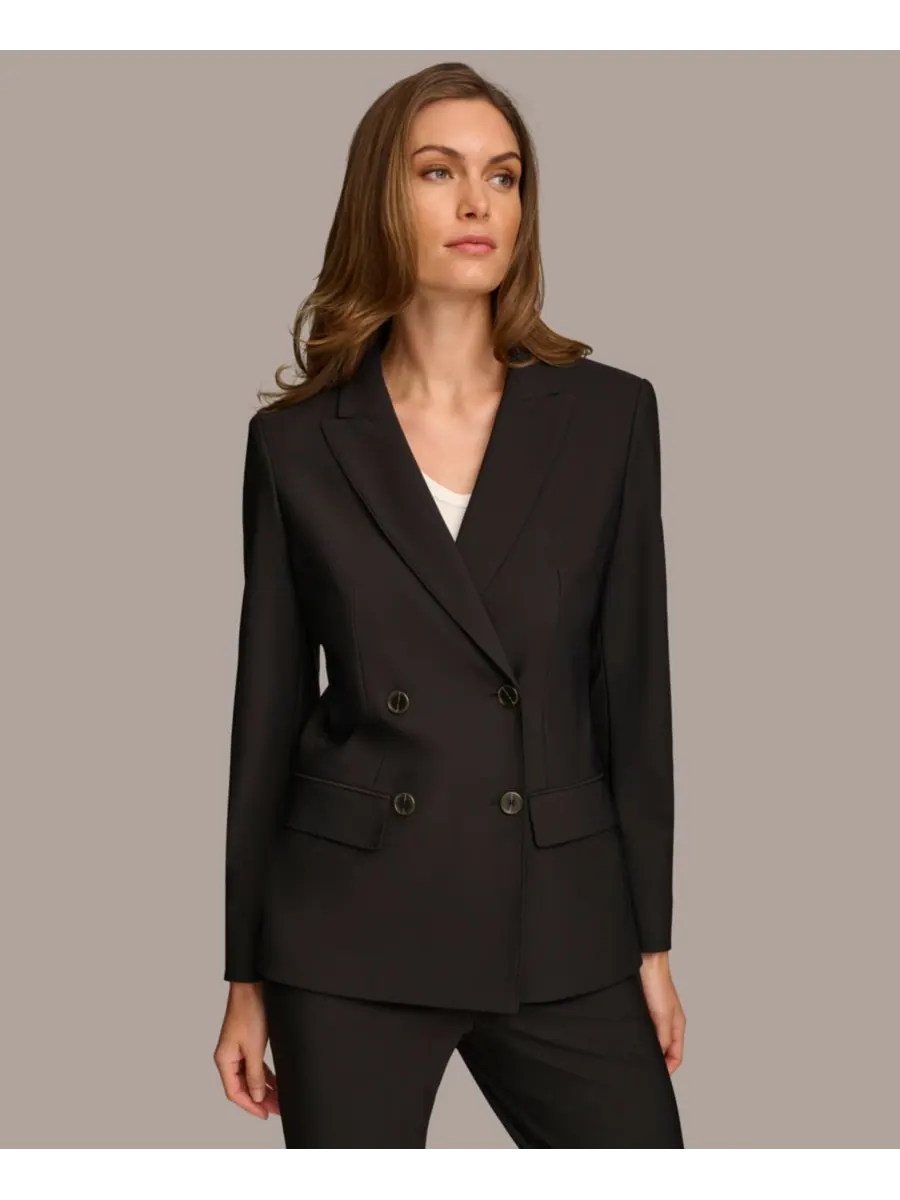 Женский костюм Donna Karan, состоящий из двубортного блейзера и прямых брюк Donna Karan New York — изображение 1 из 6, черный