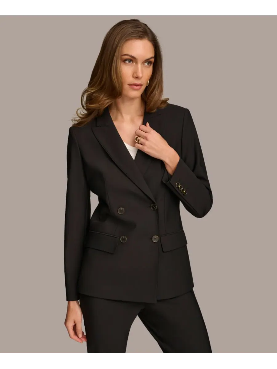 Женский костюм Donna Karan, состоящий из двубортного блейзера и прямых брюк Donna Karan New York — изображение 2 из 6, черный