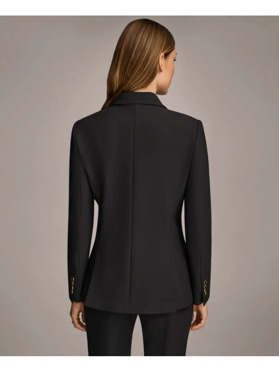 Женский костюм Donna Karan, состоящий из двубортного блейзера и прямых брюк Donna Karan New York — изображение 3 из 6, черный