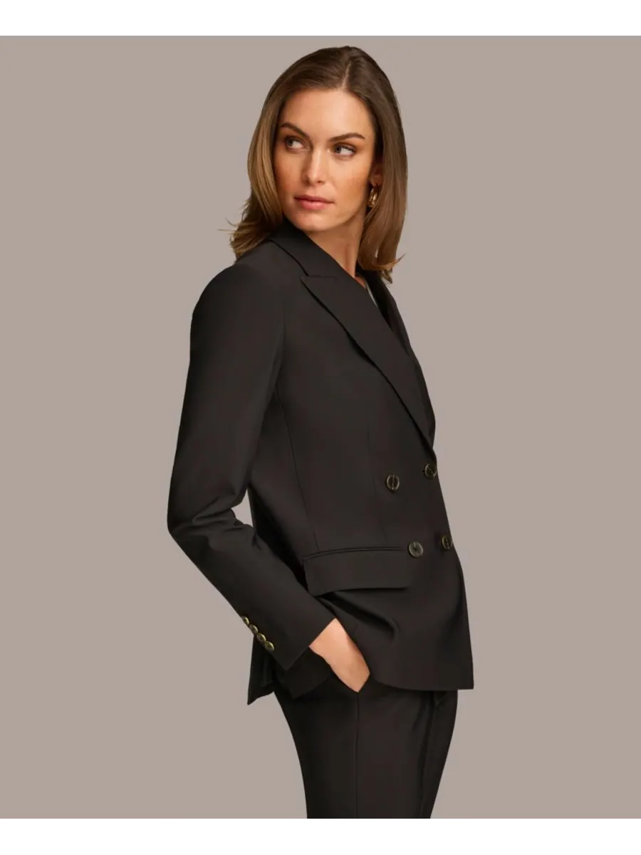 Женский костюм Donna Karan, состоящий из двубортного блейзера и прямых брюк Donna Karan New York — изображение 4 из 6, черный