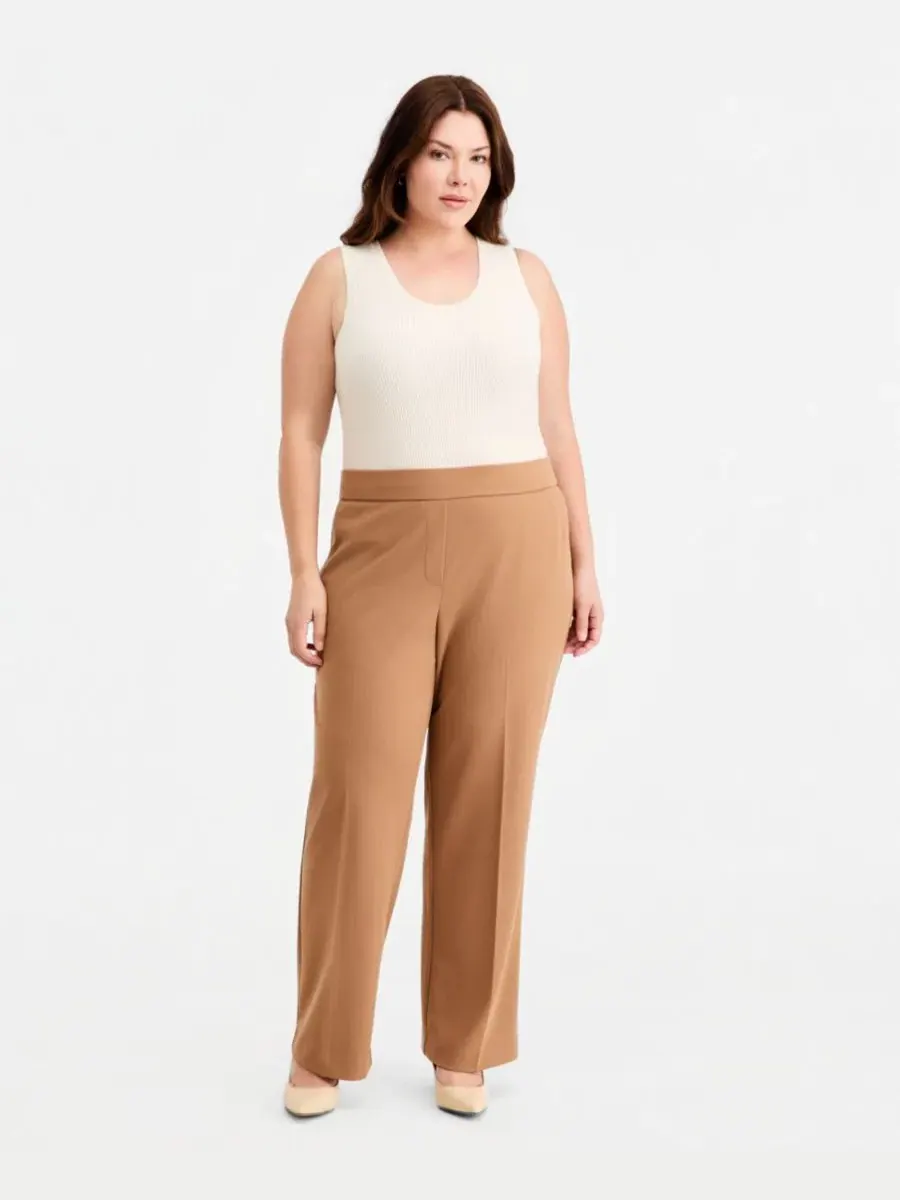 Брюки прямого кроя с высокой посадкой Plus Size High Rise Straight Leg Pants Anne Klein Essentials — изображение 1 из 4