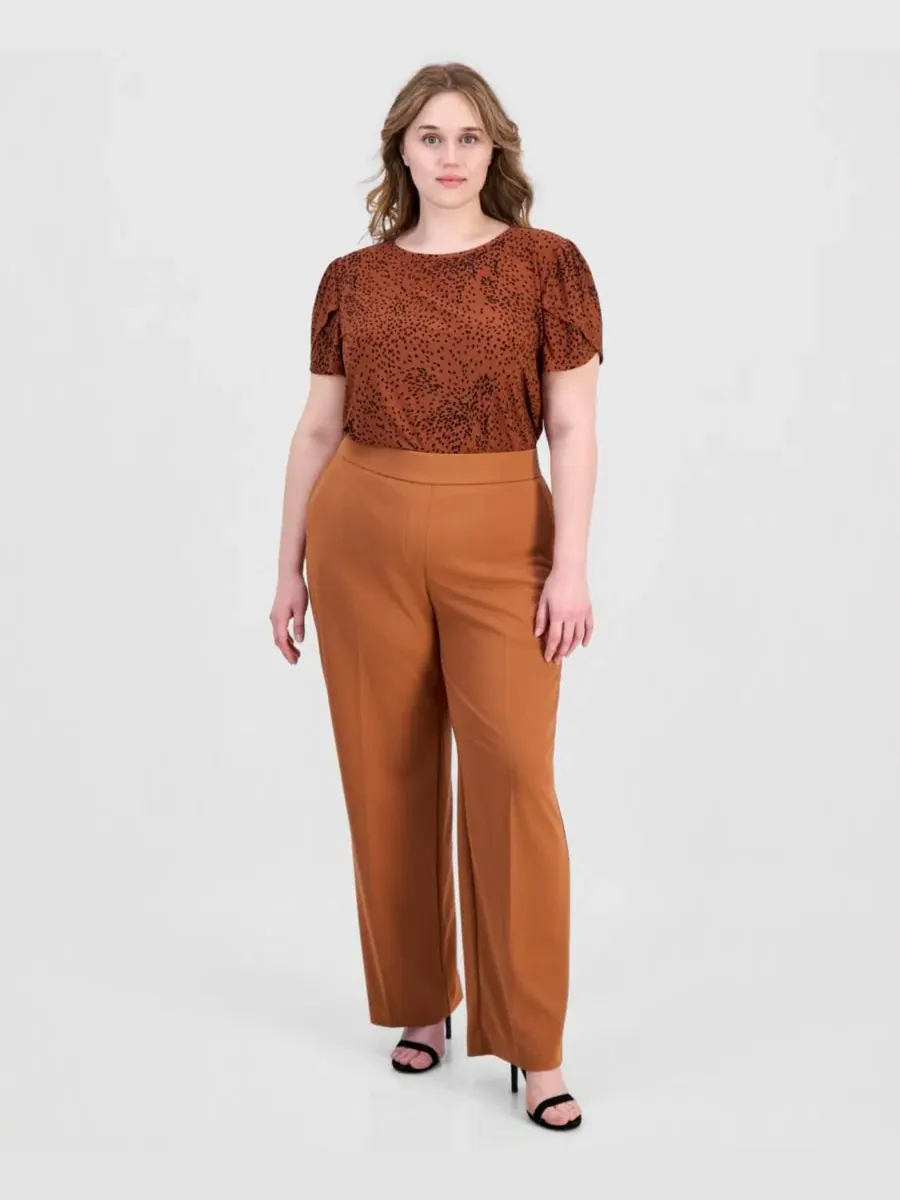 Брюки прямого кроя с высокой посадкой Anne Klein Essentials, Cedar Spice — изображение 1 из 4