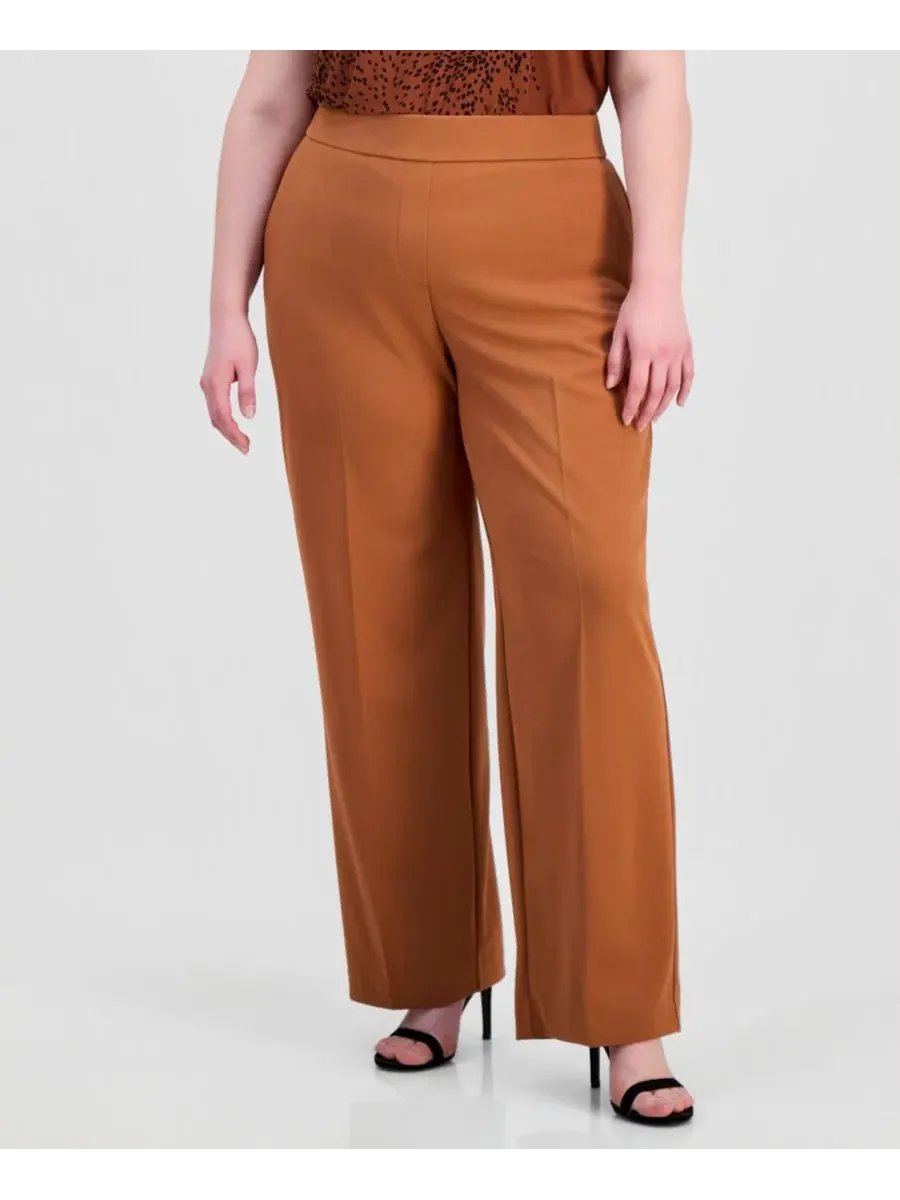 Брюки прямого кроя с высокой посадкой Anne Klein Essentials, Cedar Spice — изображение 3 из 4