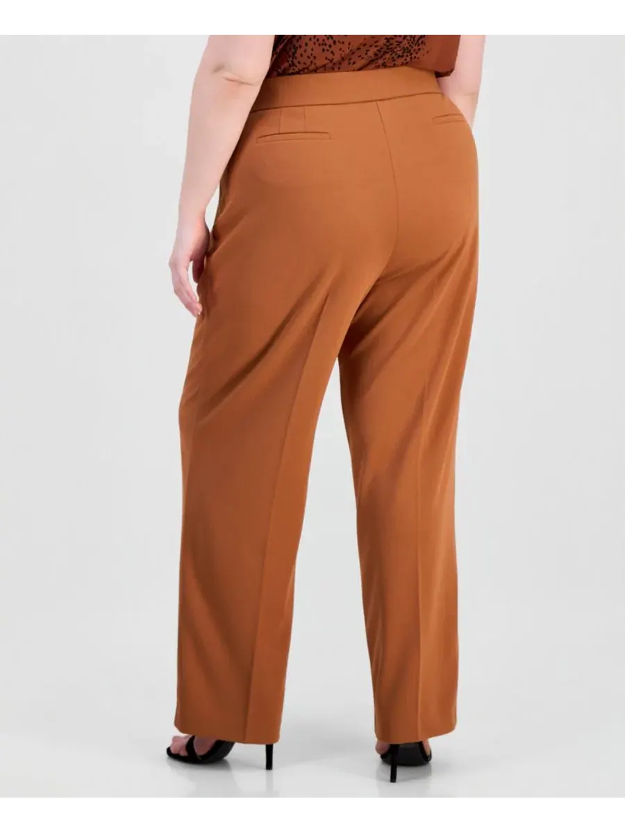 Брюки прямого кроя с высокой посадкой Anne Klein Essentials, Cedar Spice — изображение 4 из 4